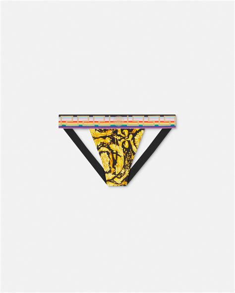 versace jockstrap blauw|Barocco Jockstrap Black .